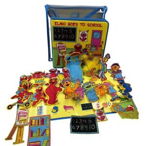 Vtg SoftPlay Sesame Street Elmo Goes To School Folding Felt Play Set MISSING 3